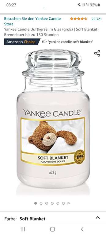 [amazon] Yankee Candle Soft Blanket (big jar 623g)