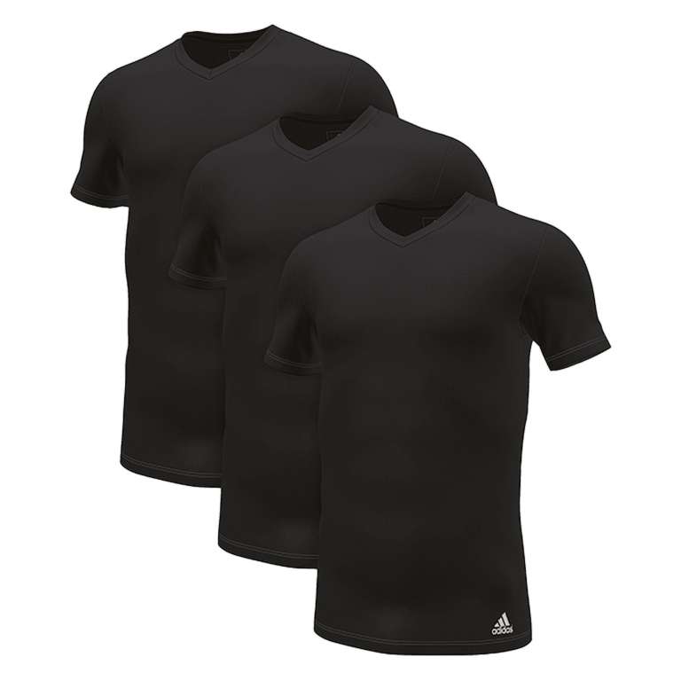adidas Shirt Crew V-Neck Active Flex Cotton 3er Pack schwarz / Größe S-L