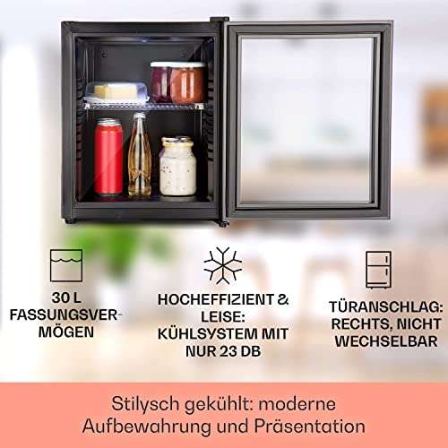 Klarstein Mini Kühlschrank mit Glastüre, 12-18°C, 32L