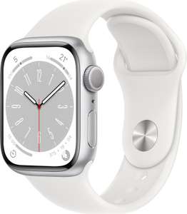 BESTPREIS Apple Watch Series 8 (GPS) 41mm Aluminium silber mit Sportarmband weiß