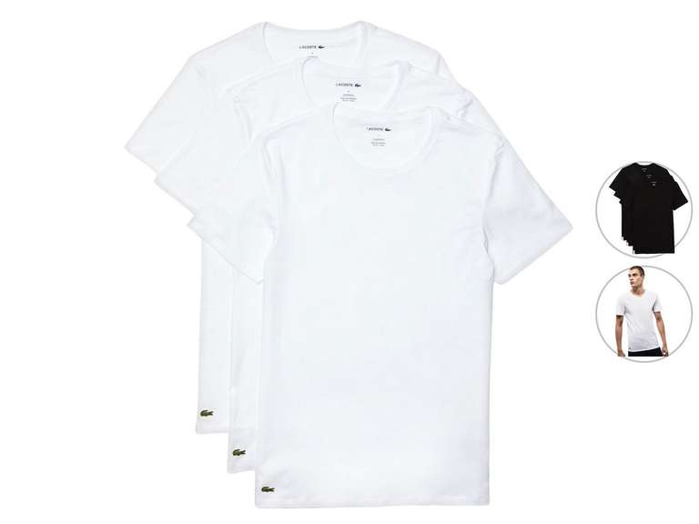 3x Lacoste "Basic" T-Shirts, V- od. Rundhals, schwarz od. weiß, S-XXL