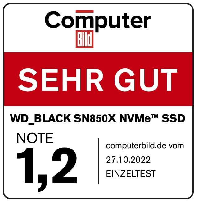 WD_BLACK SN850X NVMe SSD 2 TB interne SSD (Gaming Speicher, PCIe Gen4-Technologie, Lesen 7.300 MB/s, Schreiben 6.600 MB/s) Schwarz