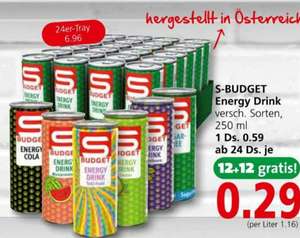 S-Budget Energy Drink ab 24 Dosen je 29 Cent, 16.03.-29.03. beim Spar, Eurospar, Interspar