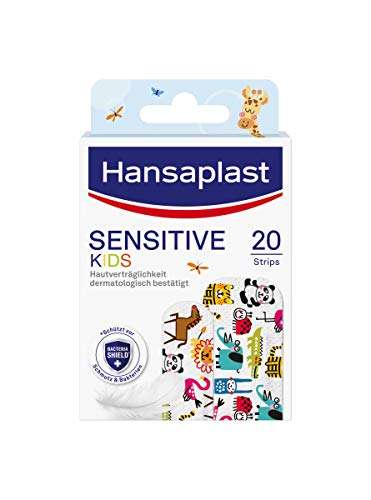 Hansaplast Kinderpflaster Sensitive (20 Strips), Wundpflaster mit niedlichen Tiermotiven