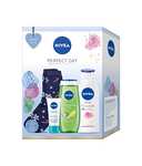 NIVEA Perfect Day Geschenkset, Geschenkbox mit Tagespflege, Pflegedusche, Body Lotion und stylischen Socken