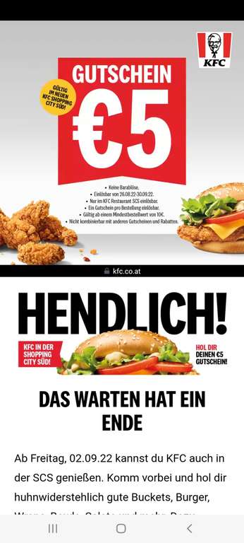 5€ KFC Gutschein SCS