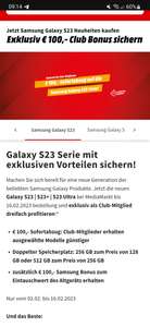 Samsung Galaxy 23 Serie zusätzlichen 100€ Bonus bei Mediamarkt sichern (Clubmitglied)