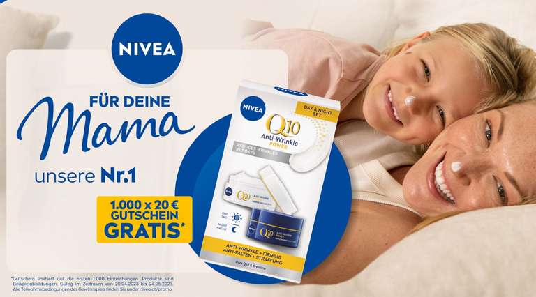 Kaufe 2 NIVEA Produkte um 20€ und erhalte einen 20€ Gutschein (max. 1.000 Einreichungen)