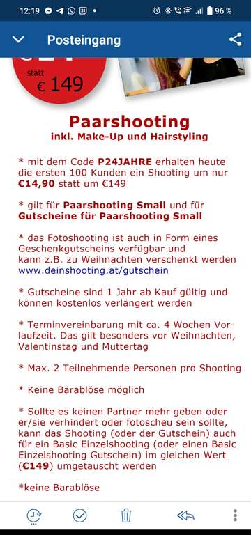 Paarshooting in Wien um 14,9 statt um 149eu. Inkl. Make-Up
