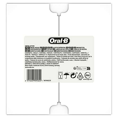 Oral-B CrossAction Aufsteckbürsten für elektrische Zahnbürste, 12 Stück