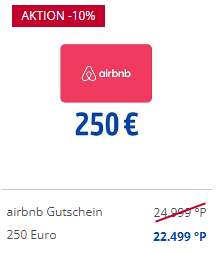 10% auf Airbnb Geschenkkarten via Payback