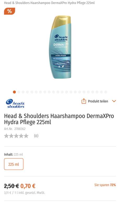 Head & Shoulders Haarshampoo DermaXPro Hydra Pflege 225ml