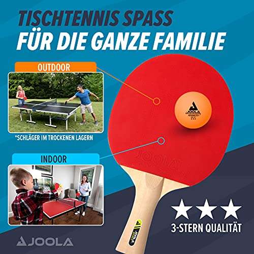 JOOLA Tischtennis-Set Family mit 4 Tischtennisschlägern, 10 Tischtennisbällen und Tragetasche