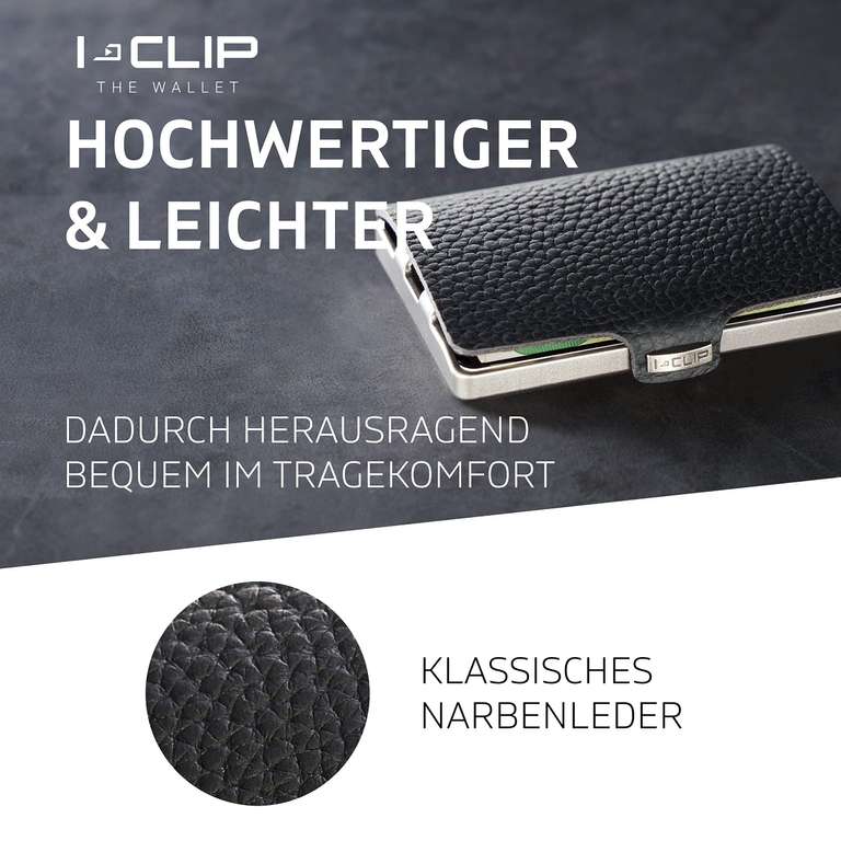 I-CLIP Original Mini Wallet mit Geldklammer - Slim Leder Wallet - schwarz