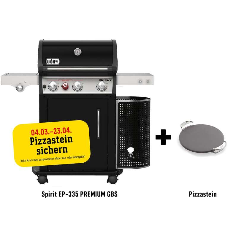 Weber Gasgrill Spirit EP-335 Premium GBS 3 Brenner, Sear Zone & Seitenkocher + gratis Pizzastein