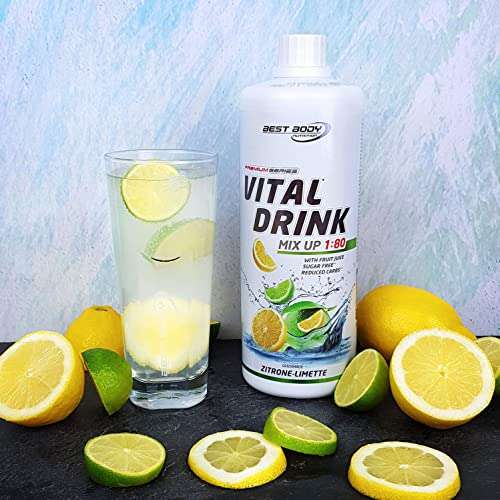 Best Body Nutrition Vital Drink ZEROP - Zitrone-Limette, Original Getränkekonzentrat - Sirup -zuckerfrei,1:80 ergibt 80 Liter Fertiggetränk