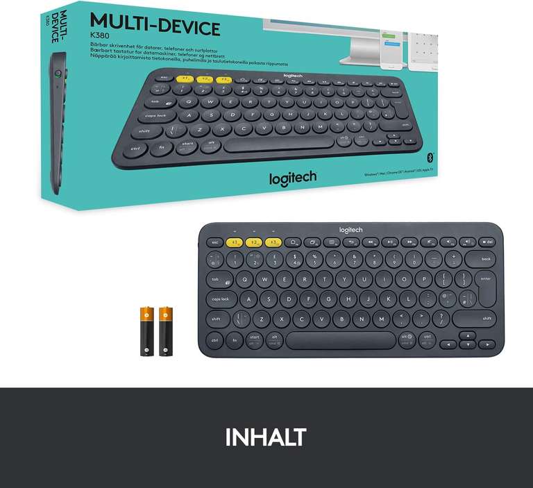 Logitech K380 Multi-Device Bluetooth Tastatur, schwarz