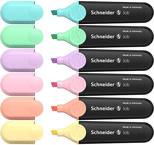 3x 6 Stück Schneider Job 150 Pastell Textmarker (türkis, mint, flieder, rosé, pfirsich, vanille) im Etui