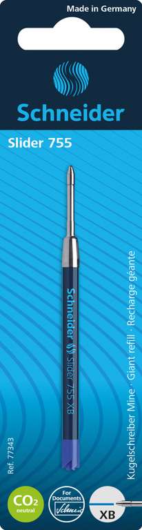 2x Schneider "Slider 755" Kugelschreibermine (XB, blau)
