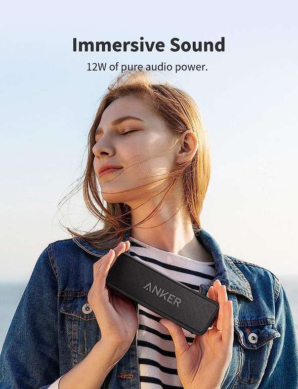 Anker SoundCore 2 Bluetooth Lautsprecher, Fantastischer Sound, Enormer mit Dualen Bass-Treibern, 24h Akku, Verbesserter IPX7 Wasserschutz