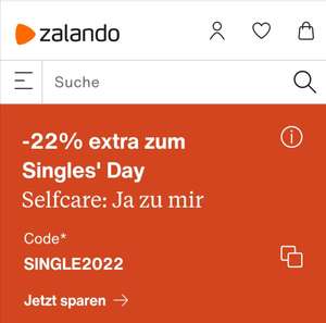 Zalando: 22% Extra-Rabatt auf gekennzeichnete Artikel zum Singles' Day