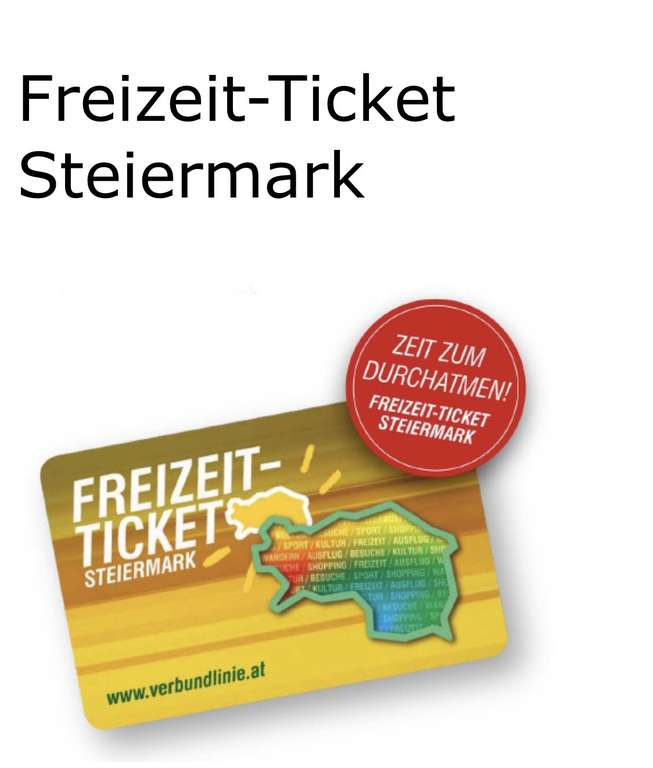 STEIERMARK Freizeit-Ticket (Tagesticket am Wochenende für öffentlichen Verkehr)