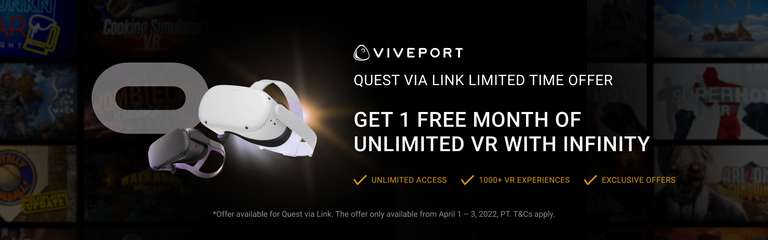 1 Monat gratis VIVEPORT Infinity mit Oculus Quest holen (Bestands- und Neukunden)