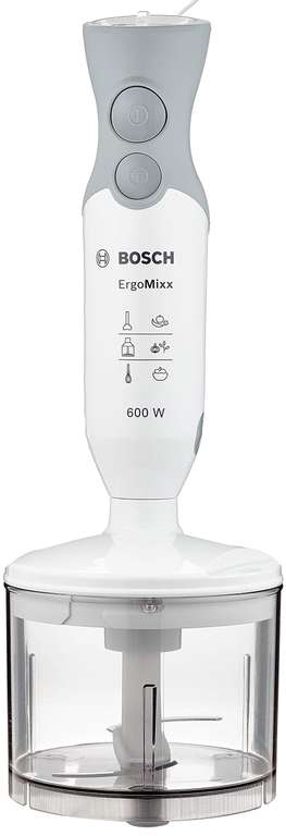 Bosch Stabmixer ErgoMixx MSM66120, Edelstahl-Mixfuß, Mix- und Messbecher, 4-Klingen-Messer, 600W