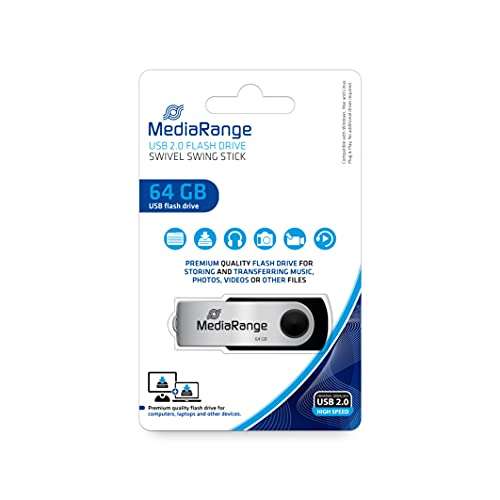 MediaRange USB Speicherstick, 64GB, Schwarz