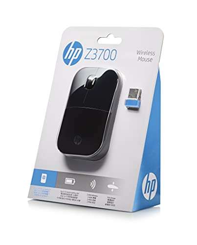 HP Z3700 Schwarze 2,4 GHz USB Slim Wireless-Maus mit blauer LED optischem 1200-DPI-Sensor
