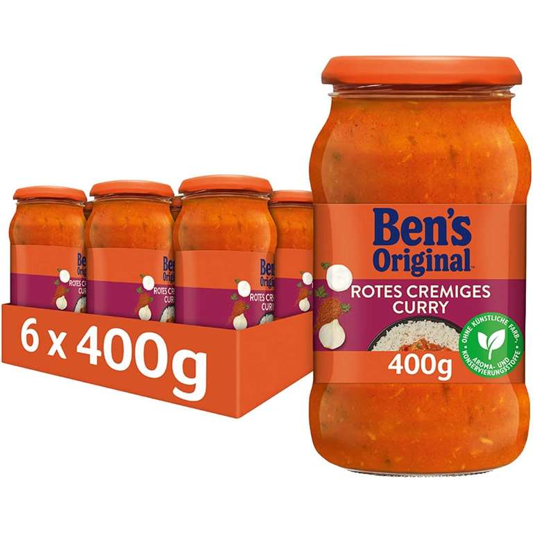 Ben's Original Sauce "Süß-Sauer und extra Ananas" oder "Rotes Cremiges Curry", 6 Gläser (6x 400g)