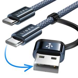 LISEN USB C Kabel 60W PD 3.0, USB C Ladekabel mit USB Adapter