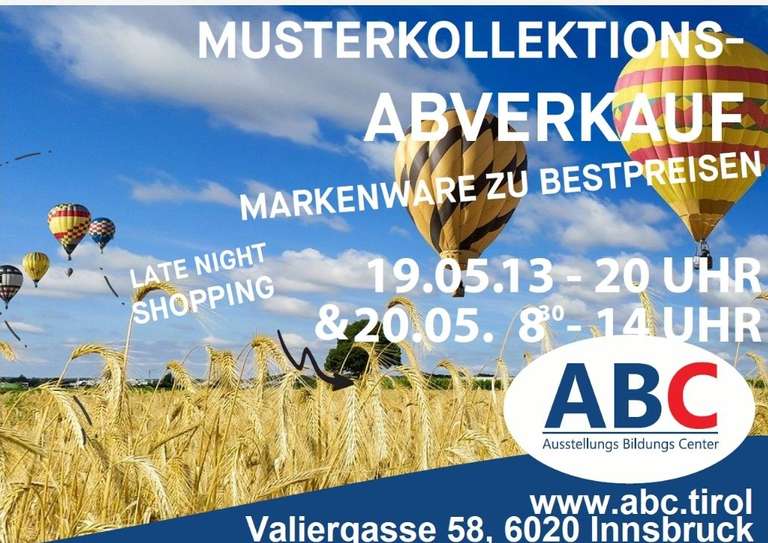 Musterkollektionsabverkauf im ABC in Innsbruck