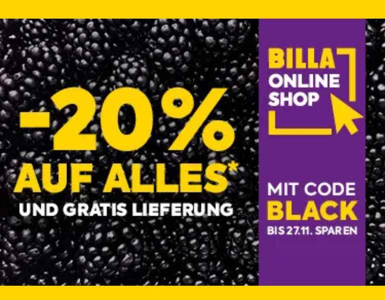 Billa Online Shop: -20% auf alles