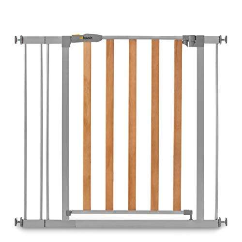 Hauck Türschutzgitter / Treppenschutzgitter für Kinder Wood Lock 2 Safety Gate inkl. 9 cm Verlängerung / 84 - 89 cm breit