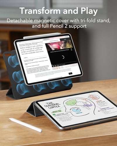 ESR: Hüllen für das neue iPad Air oder Pro 11/13 Zoll Hülle (2024) - magnetisch, unterstützt Pencil 2, schwarz