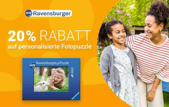 Ravensburger: 20% auf Fotopuzzle + 5€ Newsletter-Gutschein