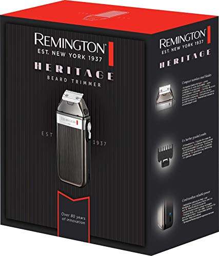 Remington Barttrimmer Herren Heritage Retro Design (hochwertige Edelstahlklingen, USB-Ladefunktion, 8 Aufsteckkämme (1.5-15mm)
