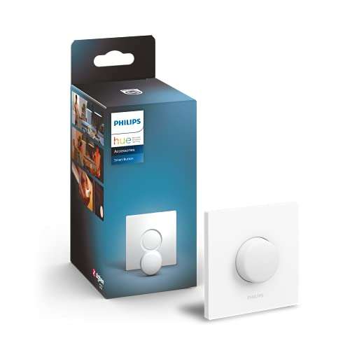 Philips Hue White & Color Ambiance GU10 LED Lampe Doppelpack + Smart Button, komfortables Dimmen ohne Installation
