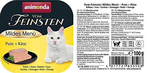 Animonda Vom Feinsten Adult Katzen-Nassfutter mildes Menü, Pute + Käse, 32 x 100 g