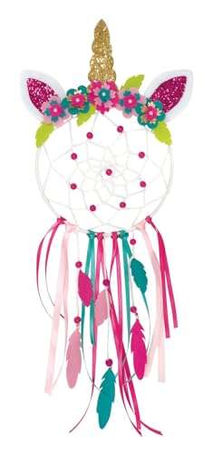 Lena 42701 - Bastelset Dreamcatcher Einhorn, 56 Teile Komplettset zum Traumfänger basteln