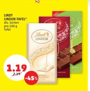 Penny: Lindt Lindor Tafelschokolade div. Sorten ab 16.02.