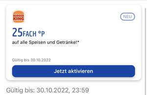 Burger King: 25-fach Payback Punkte (zB 10 € = 125 Punkte)