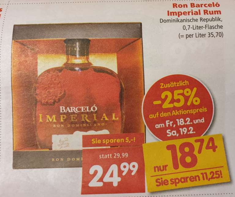 Ron Barcelo Imperial Rum (0,7 l) in Aktion bei Interspar
