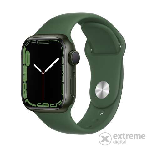 Apple Watch Series 7 GPS 41 mm, grün, mit Sportarmband in Kleeblatt