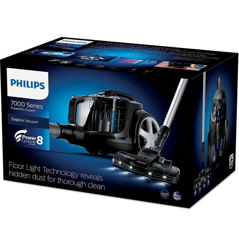 Philips PowerPro Expert 7000 Series (beutelloser Staubsauger, TriActive+ LED-Düse, Allergiefilter, 900 Watt)