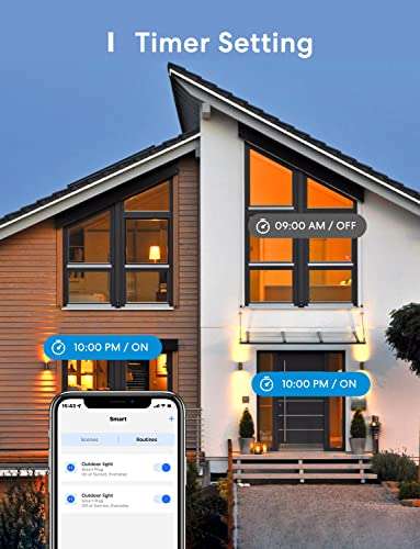 Meross WLAN Outdoor Smart Steckdose mit 2 Ausgänge, kompatibel mit Alexa & Google Home
