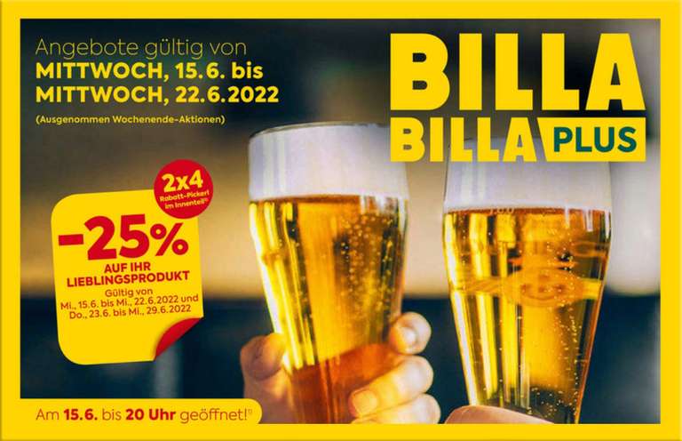 Billa / Billa+ 2x 4 Pickerl (15.06. - 29.06.22)