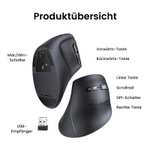 UGREEN Vertikale Bluetooth Maus kabellos (BT 5.0+2.4G) Ergonomische Maus mit 5 Tasten