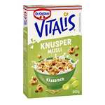 Dr. Oetker Vitalis Knuspermüsli klassisch, Knuspriges Frühstücksmüsli mit Rosinen, 7er Packung (7 x 600g)